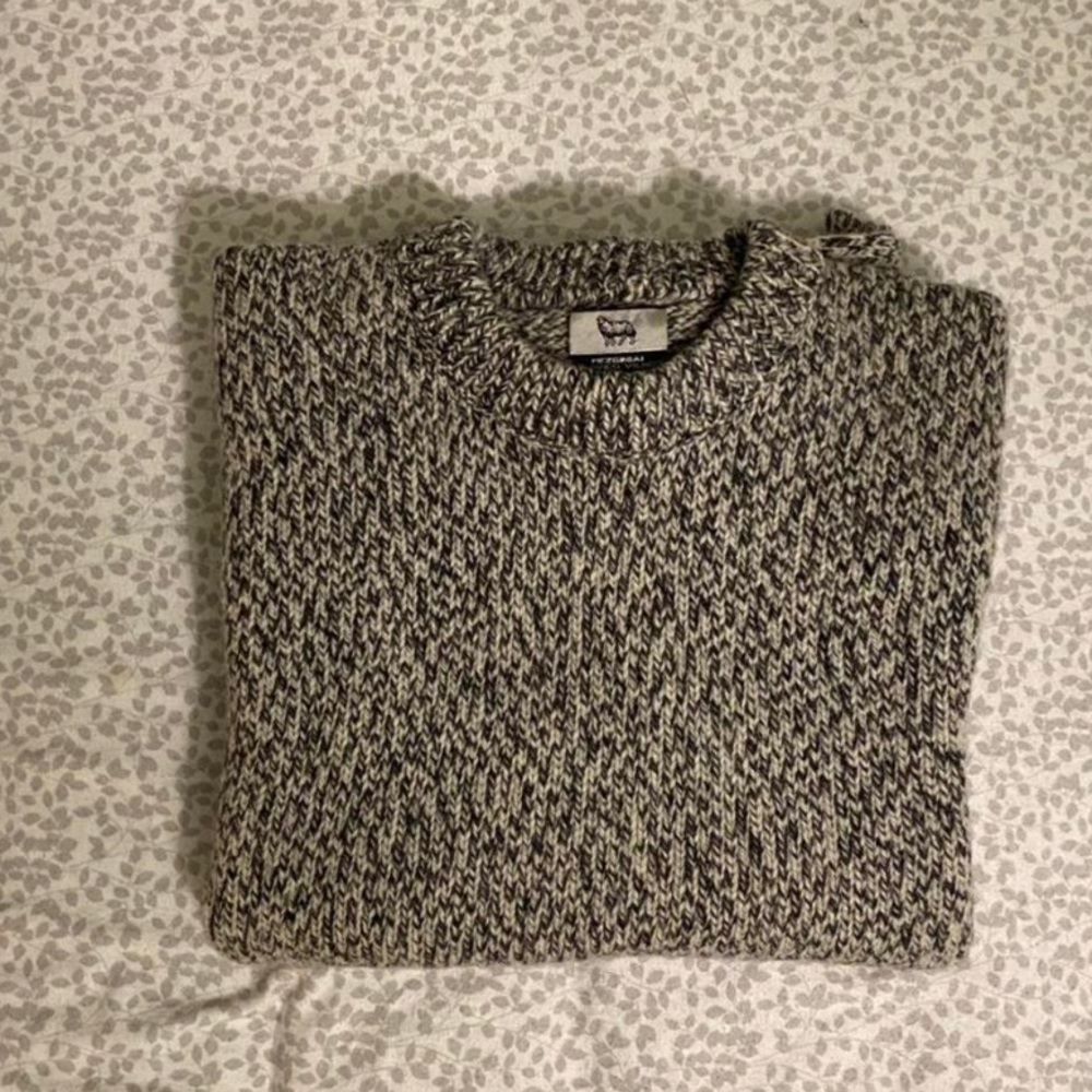 black and white, wool crewneck